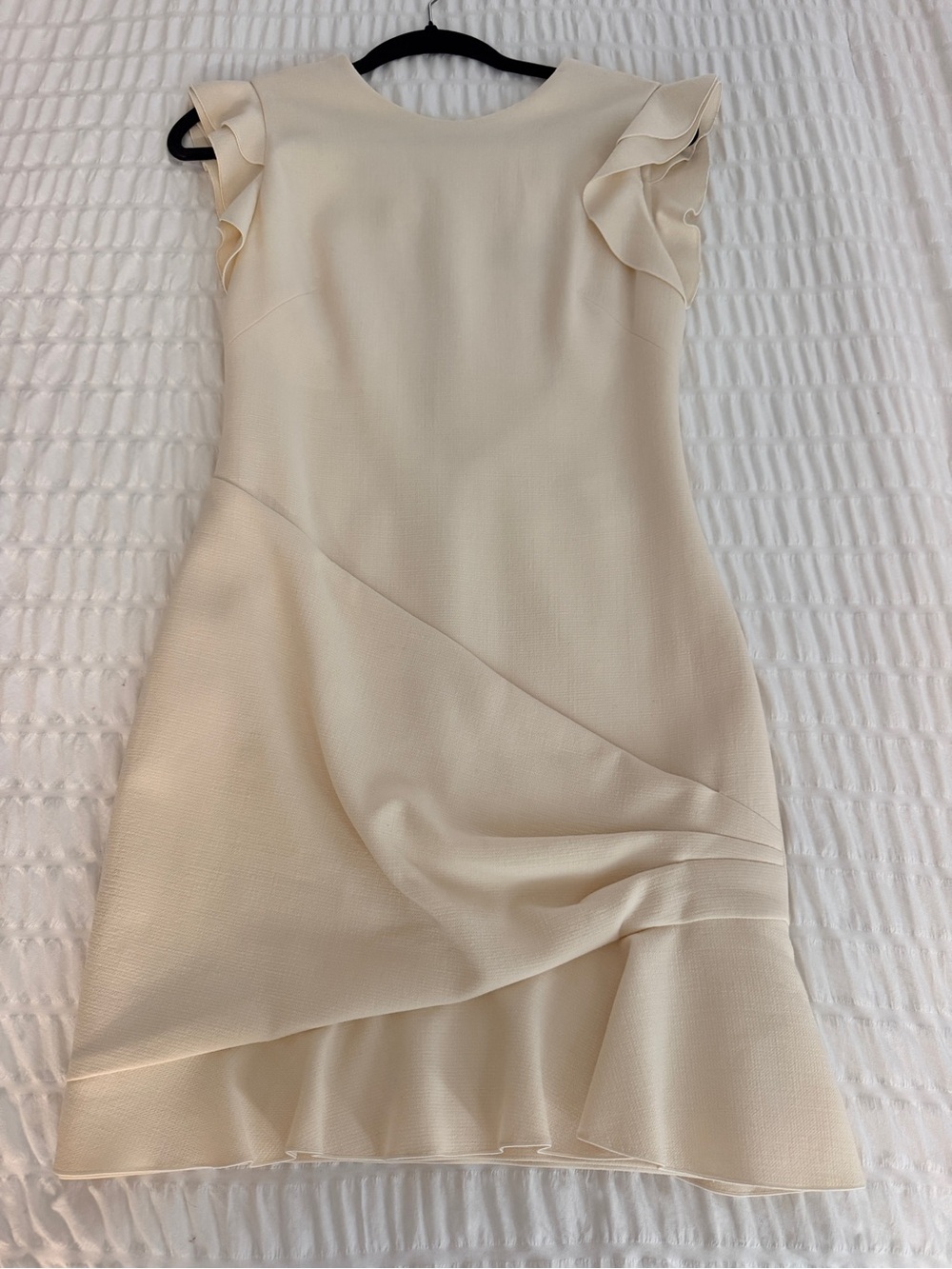 Emilio Pucci Ivory Virgin Wool Silk Lined Ruffle Dress IT 42